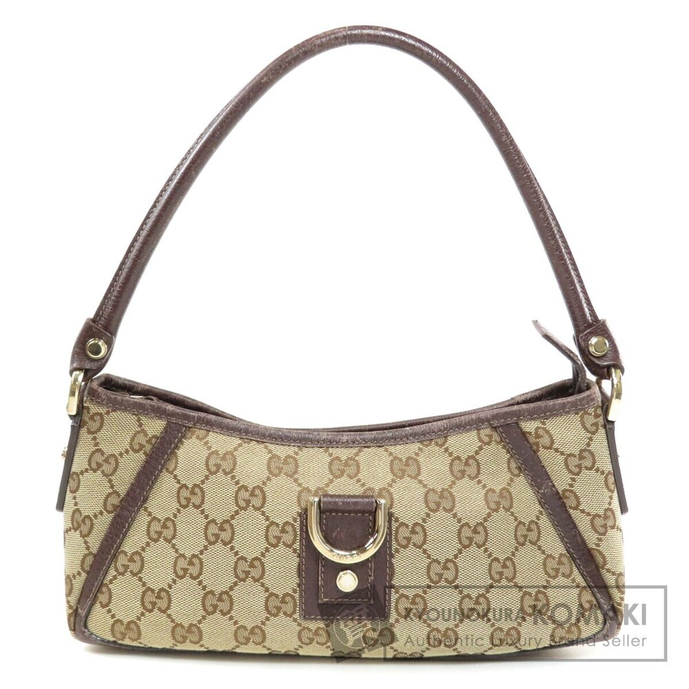 Gucci GG Pattern Canvas Abbey Ring Shoulder Bag Brown